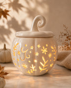 Quemador de wax melts Calabaza Blanca de cerámica, vista frontal de Casa Calma