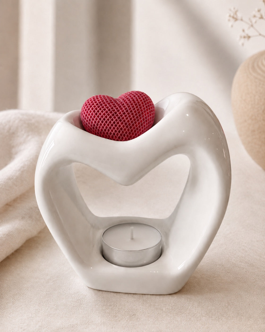 Quemador de wax melts Corazón de cerámica, vista frontal de Casa Calma