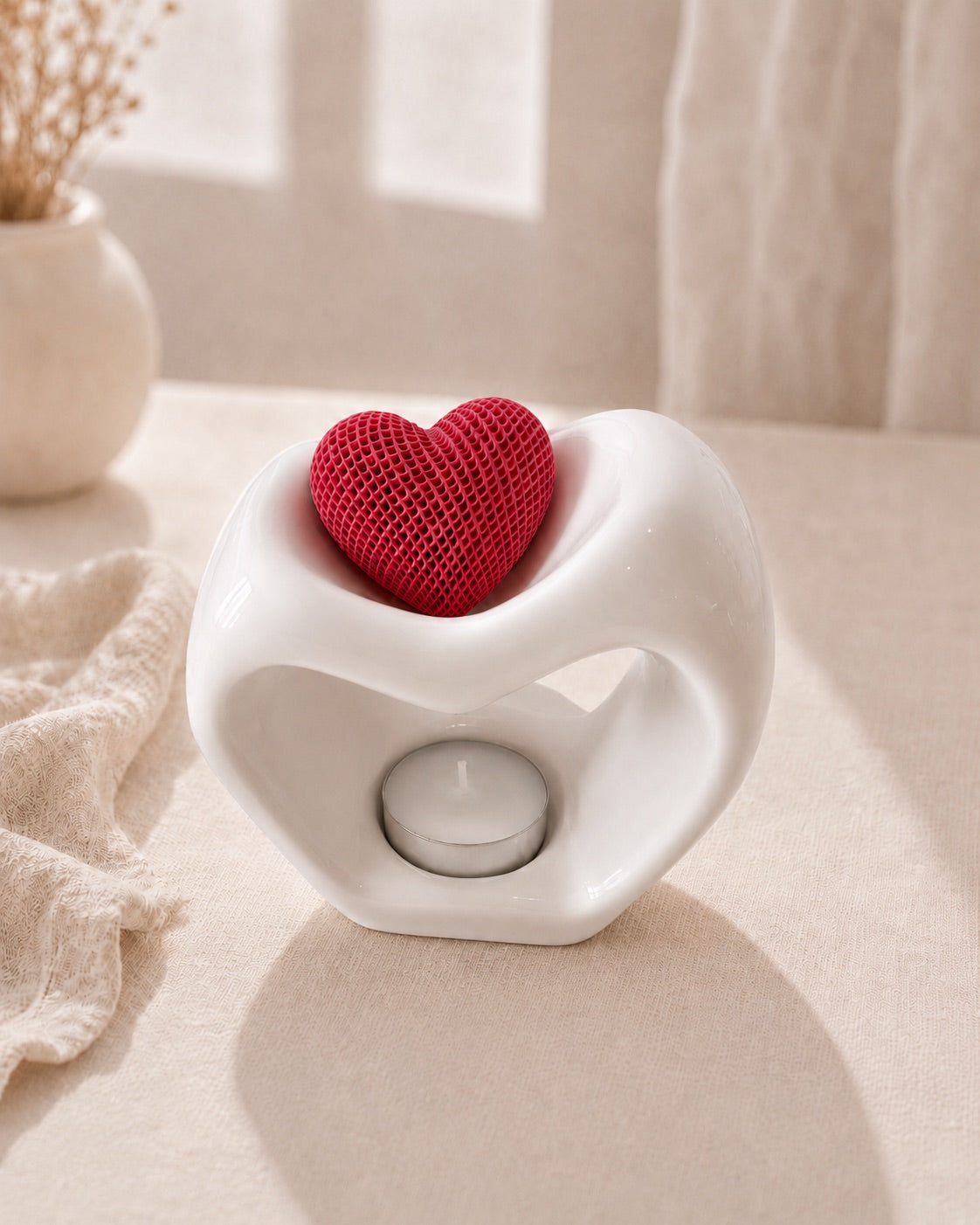 Quemador de wax melts Corazón de cerámica, vista superior de Casa Calma