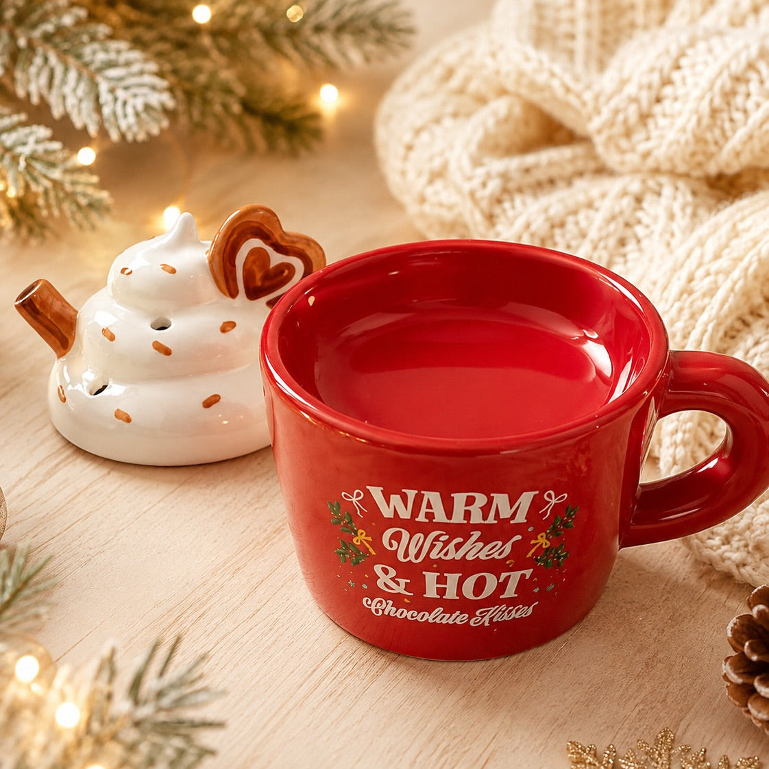 Quemador de wax melts Taza de Navidad, vista abierto de Casa Calma