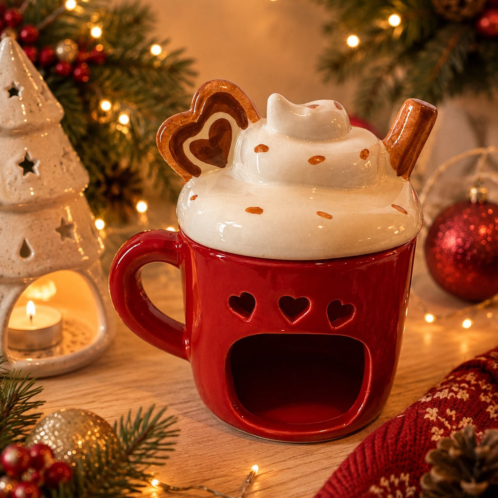 Quemador de wax melts Taza de Navidad, vista trasera de Casa Calma