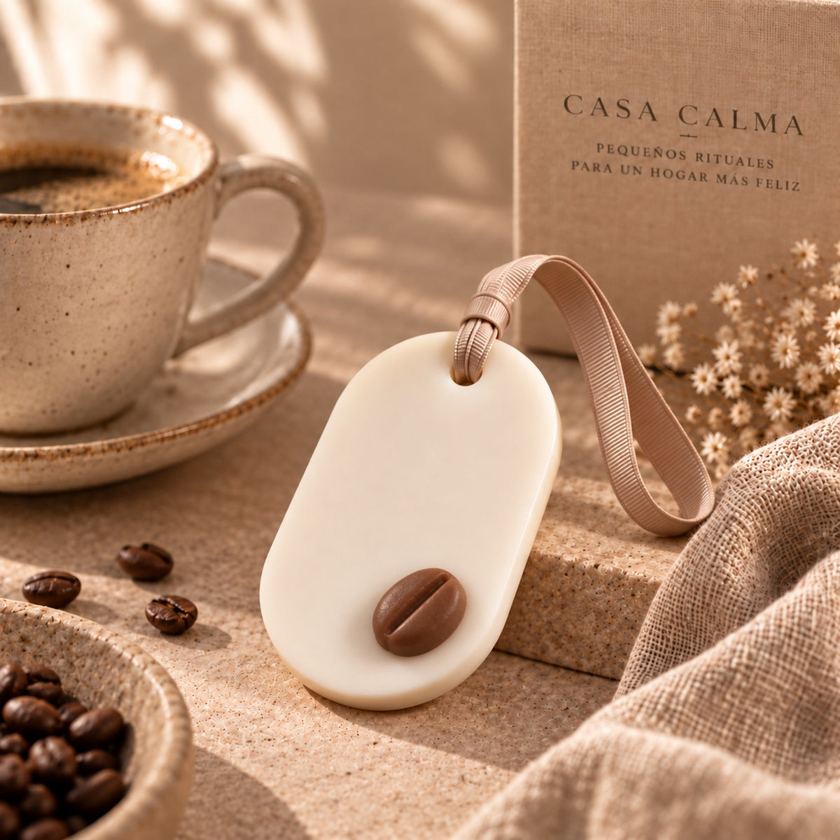 Ambientador de armario artesanal de cera de soja con aroma de cappuccino, vista individual de Casa Calma