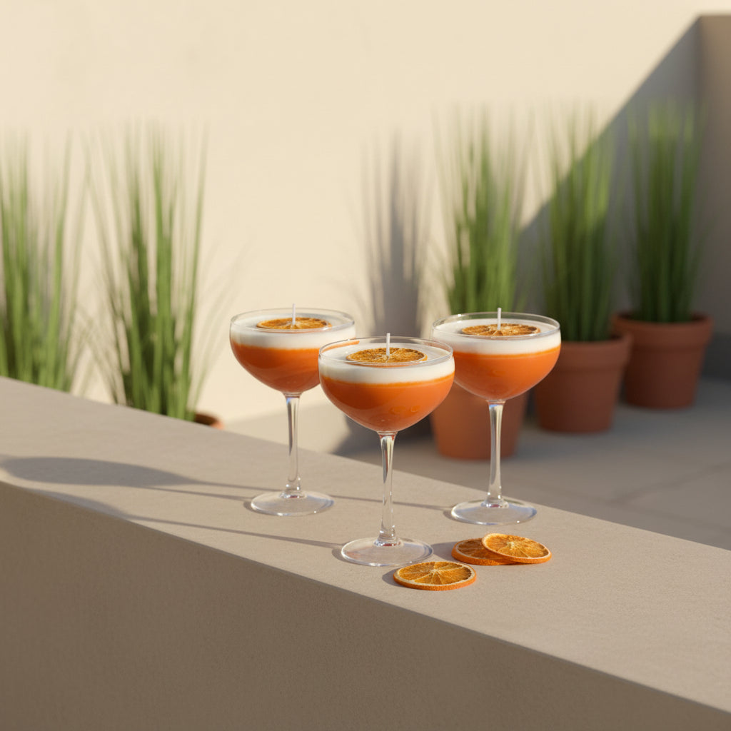 Velas artesanales Mimosa de soja con fragancia cítrica y champagne - Casa Calma
