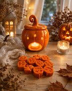 Wax melts calabaza de Casa Calma en un ambiente otoñal acogedor