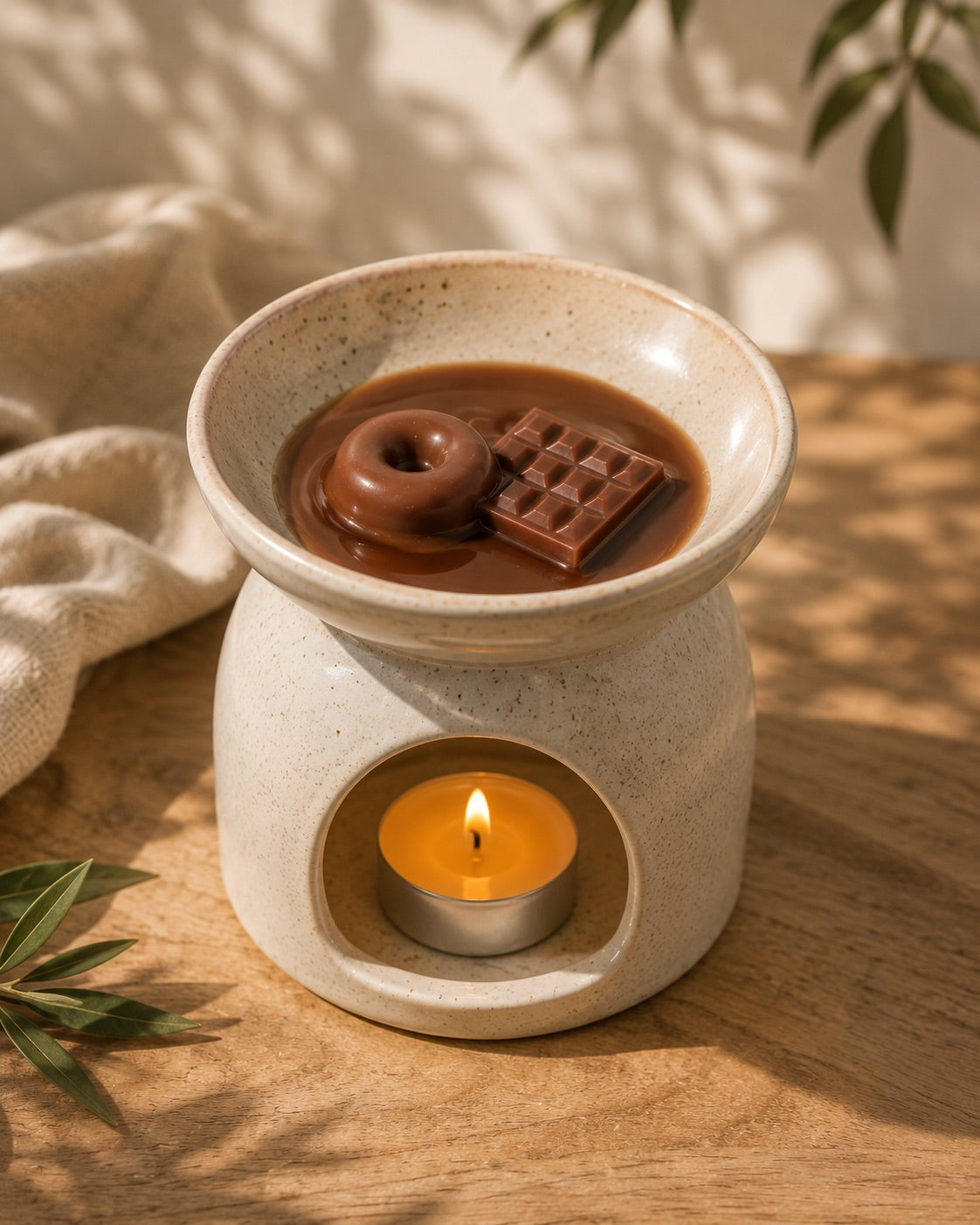 Wax melts Capuchino Italiano de Casa Calma derritiéndose en quemador