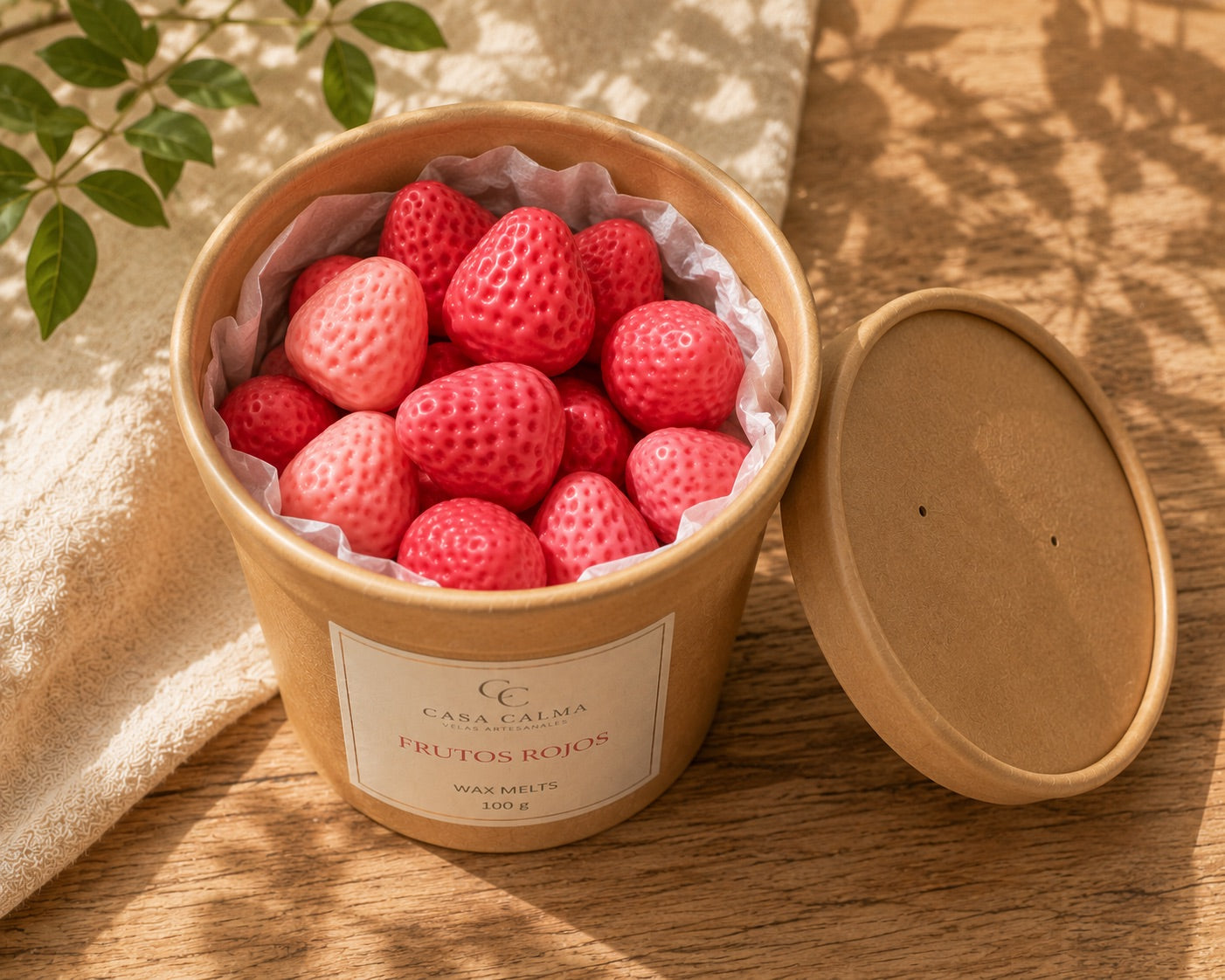 Wax Melts Frutos Rojos Casa Calma bote vista superior