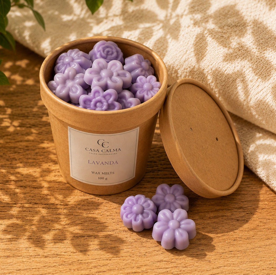 Wax melts morados con fragancia de lavanda con forma de flor