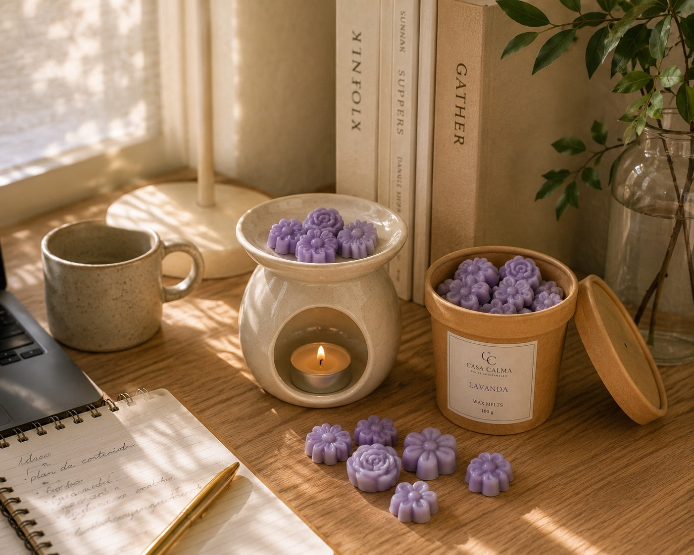 Wax Melts Lavanda Casa Calma en ambiente lifestyle