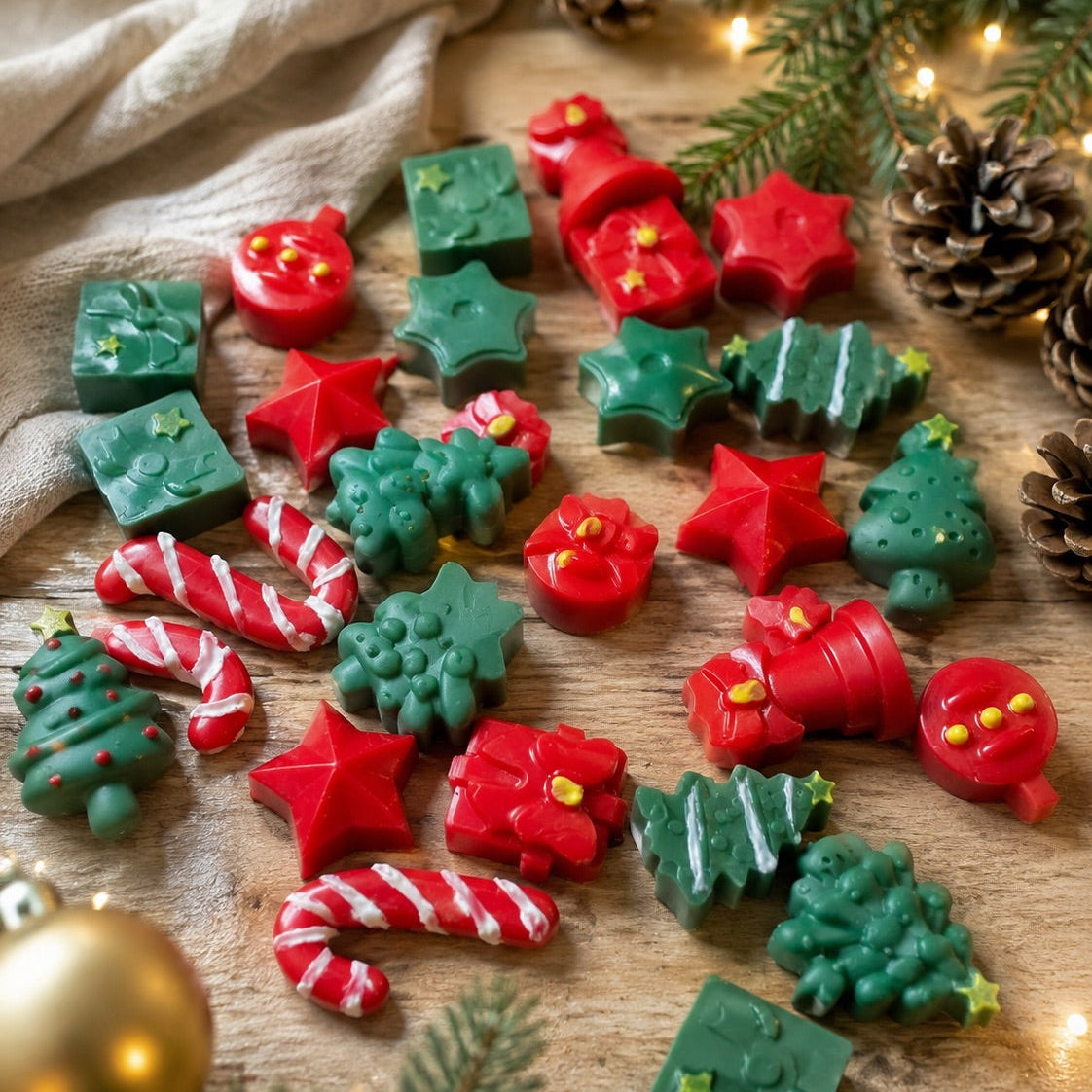 Wax melts navideños artesanales de cera de soja con formas variadas de Casa Calma